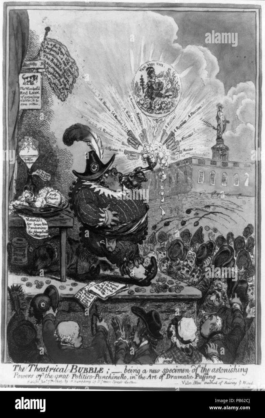 1707 The theatrical bubble;-being a new specimen of the astonishing powers of the great politico - Punchinello, in the art of dramatic puffing LCCN2006682981 Stock Photo
