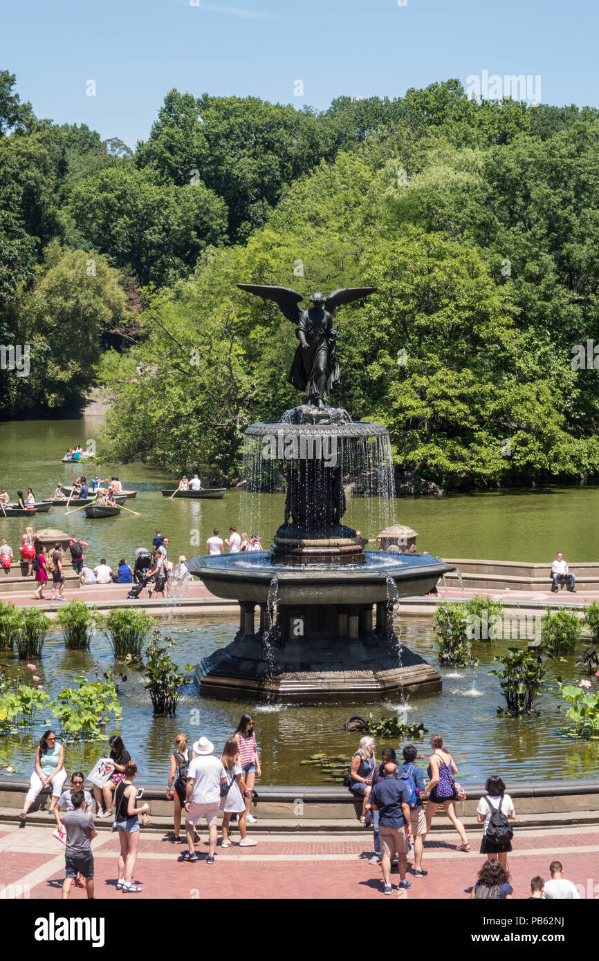 New York City, Manhattan, Central Park, Angel of the Waters Fountain,  Bethesda Terrace