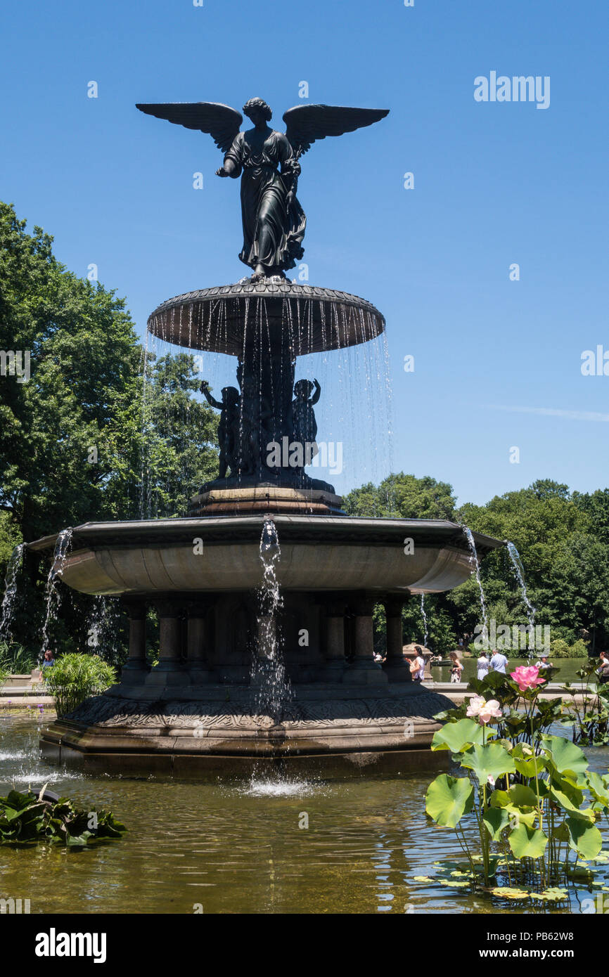 New York City, Manhattan, Central Park, Angel of the Waters Fountain,  Bethesda Terrace