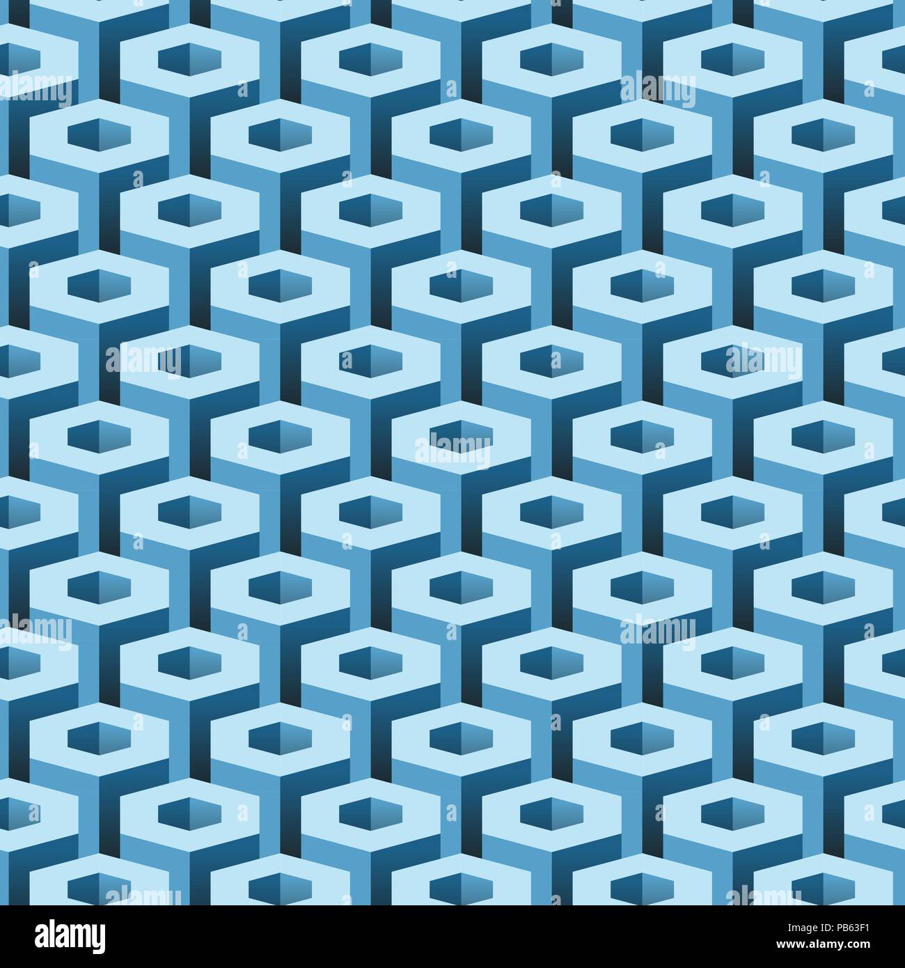 Geometric industrial looking seamless background with hexagonal elements. Stock Vector