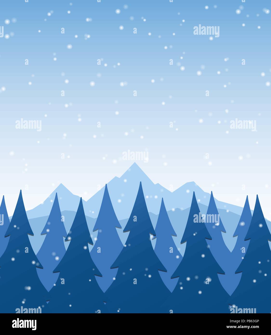 Winter Mountains Background - Christmas Background Stock Vector