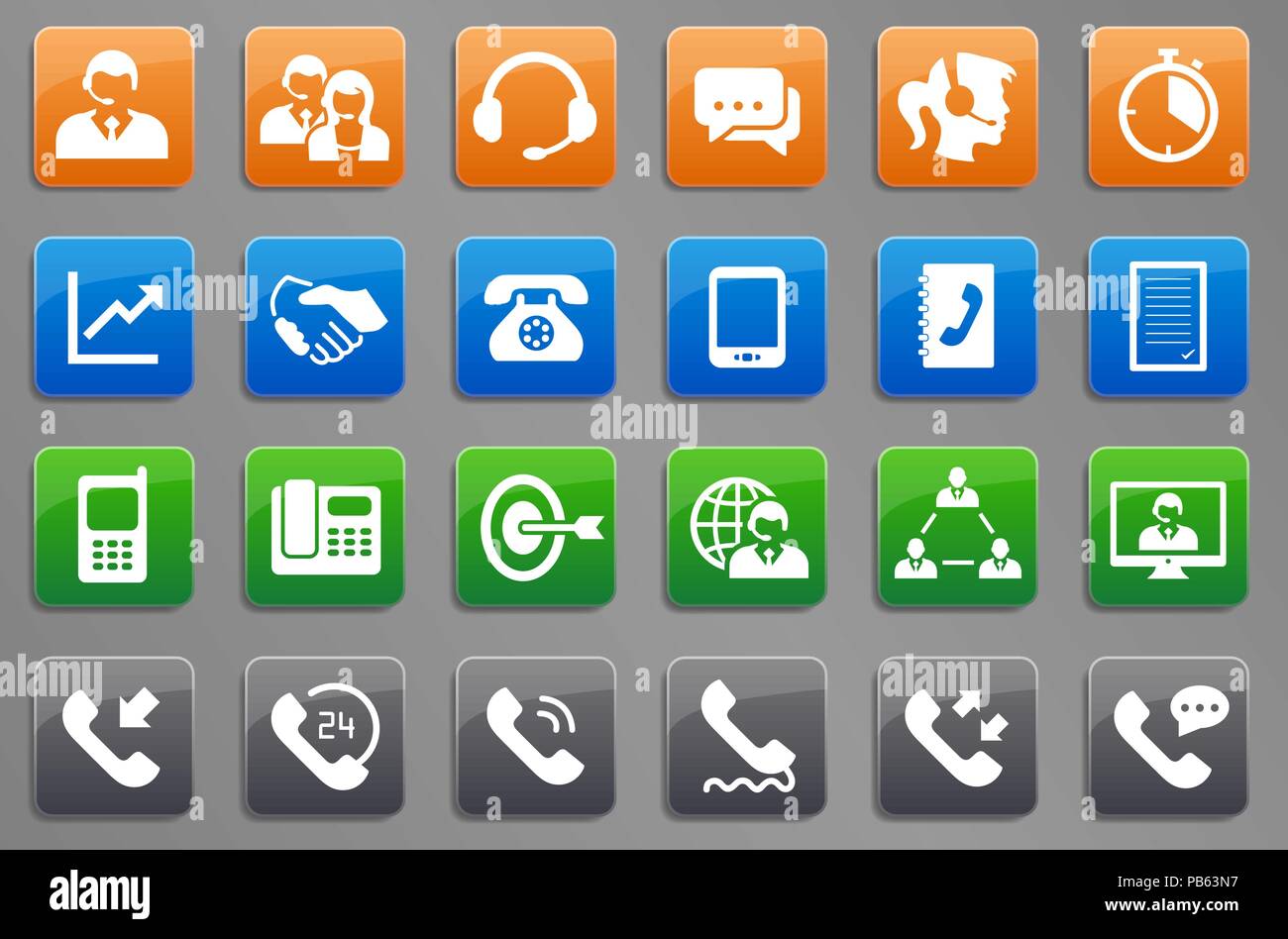 A Collection of Call Center and Communication Button Icons - Vector Art. Stock Vector