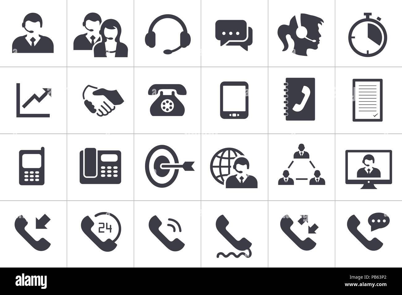 A Collection of Call Center and Communication Icons - Vector Art Stock Vector