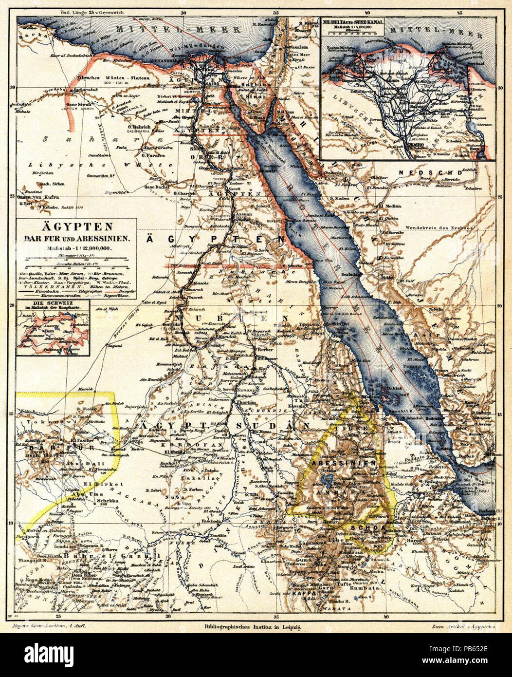 Deutsch Karte Agypten Dar Fur Und Abessinien 1 12 000 000 Zum Artikel Agypten Nebenkarten