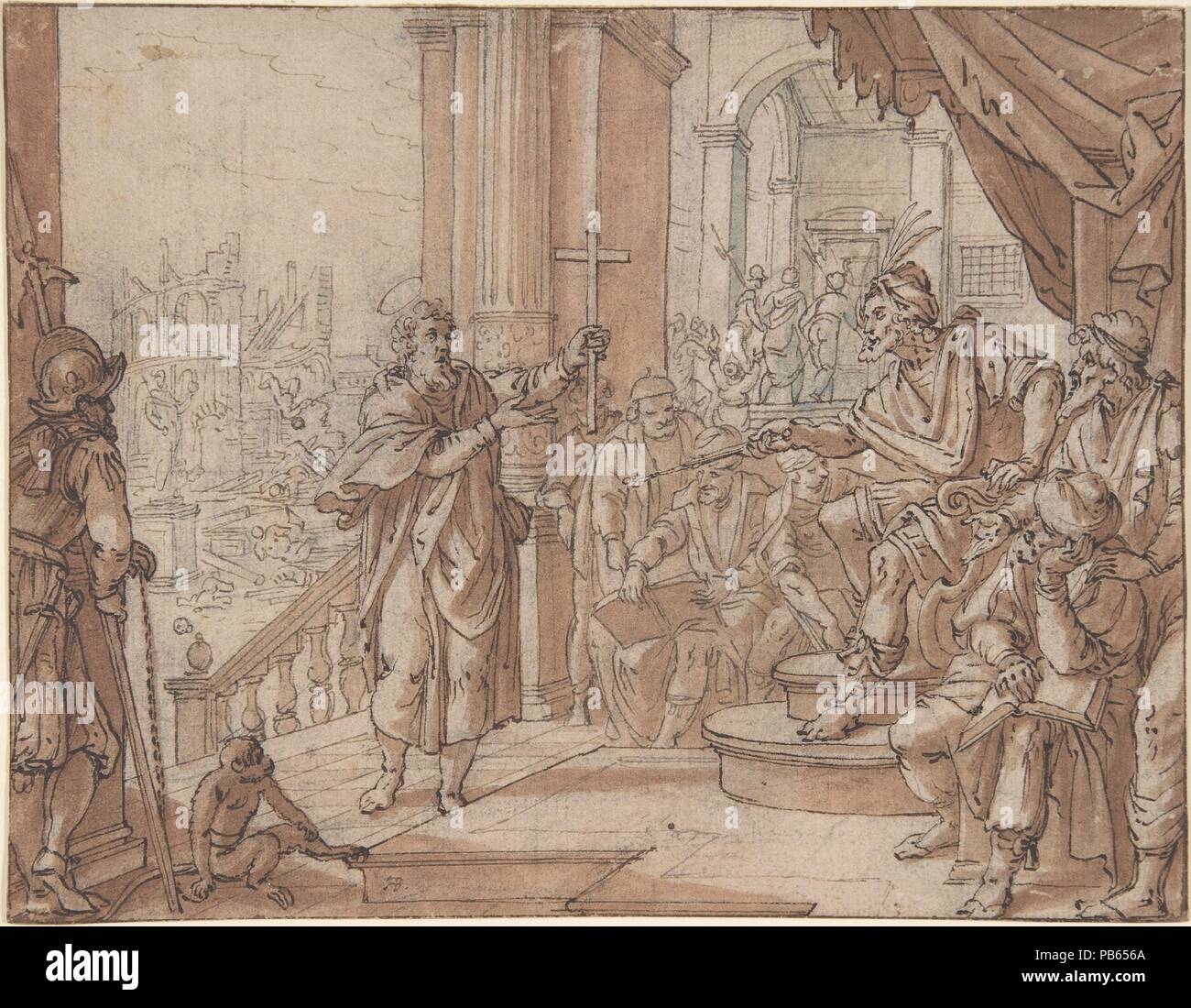 Saint John the Baptist Appearing Before Herod. Artist: Augustin Braun (German, Cologne ca. 1570-1639 Cologne). Dimensions: sheet: 6 3/4 x 8 11/16 in. (17.2 x 22.1 cm). Date: late 16th-mid 17th century. Museum: Metropolitan Museum of Art, New York, USA. Stock Photo