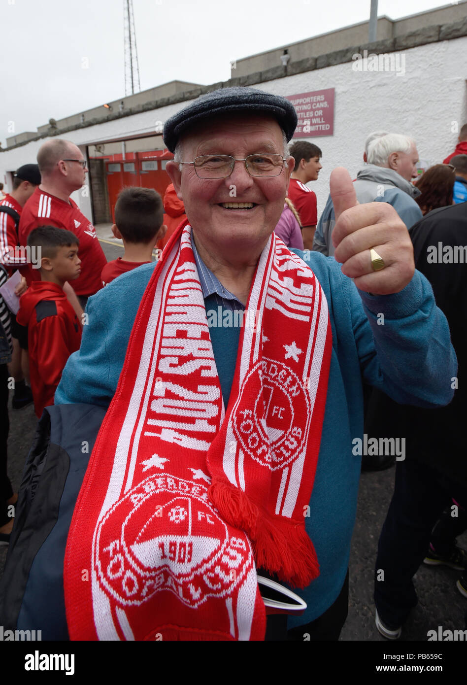 An Aberdeen fan shows his support ahead of the UEFA Europa League ...