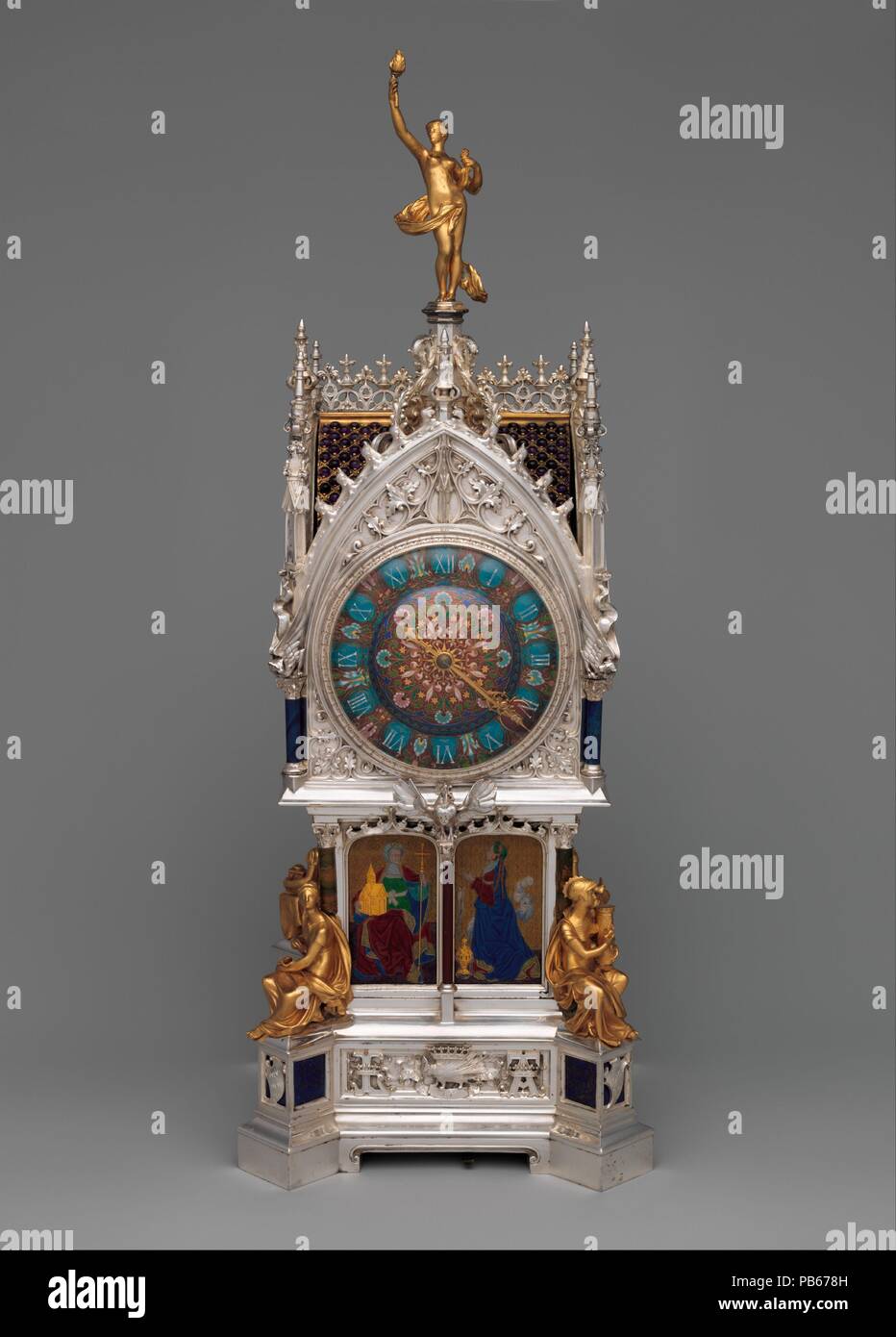 Table clock with calendar. Artist Sculpture by Léon Chédeville (died