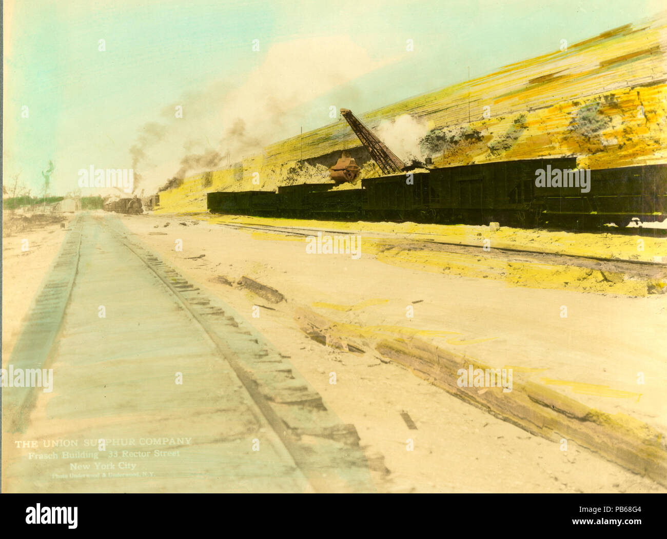 1790 Union Sulphur Co Loading Railcars Stock Photo Alamy