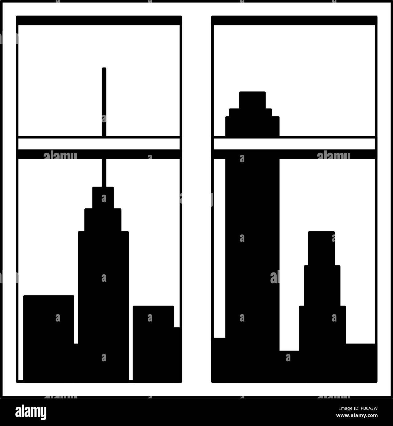 Window. City Vector Window with cityscape view vector illustration graphic design Stock ...