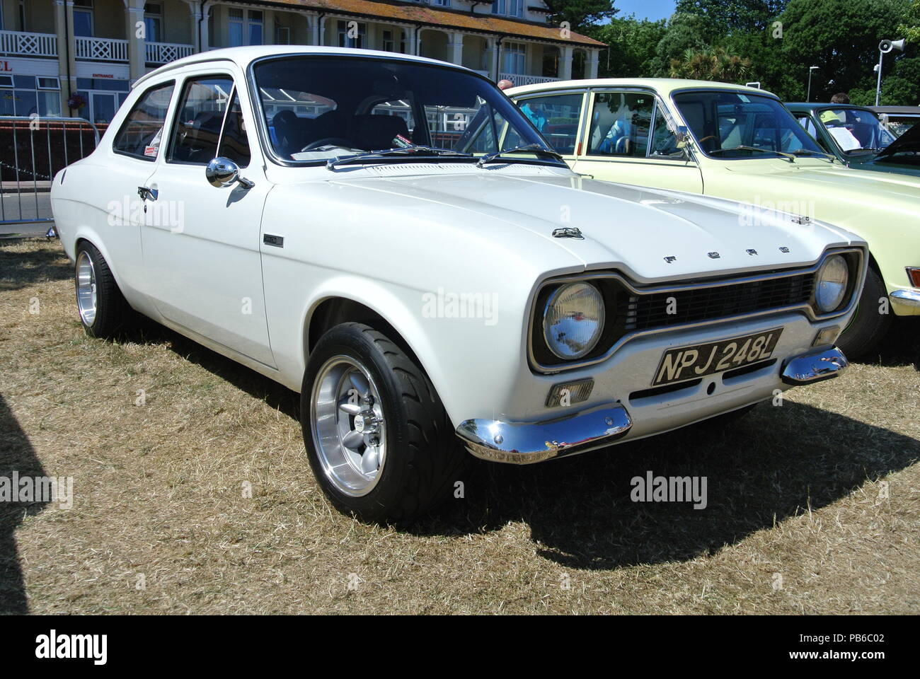 Ford Escort Mk1 parked up on display at the English Riviera classic car show, Paignton, Devon, England, UK Stock Photo