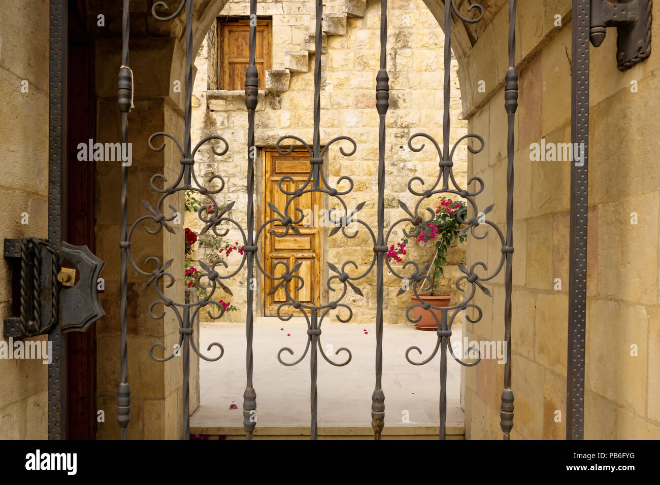 Entrance port to a traditional lebanese house in Deir El Qamar, Lebanaon Stock Photo