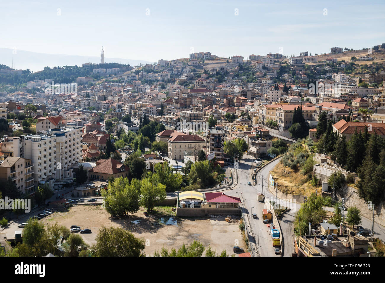 Morning view of the cityscape of Zahle, Lebanon Stock Photo