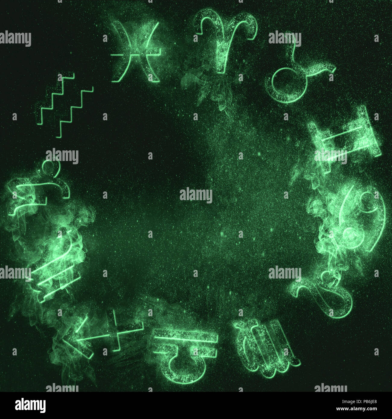 Astrological zodiac signs horoscope circle. Green symbol Stock Photo
