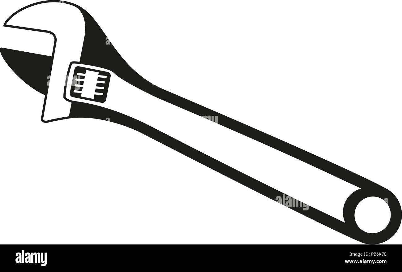Black and white adjustable wrench silhouette Stock Vector Image & Art ...