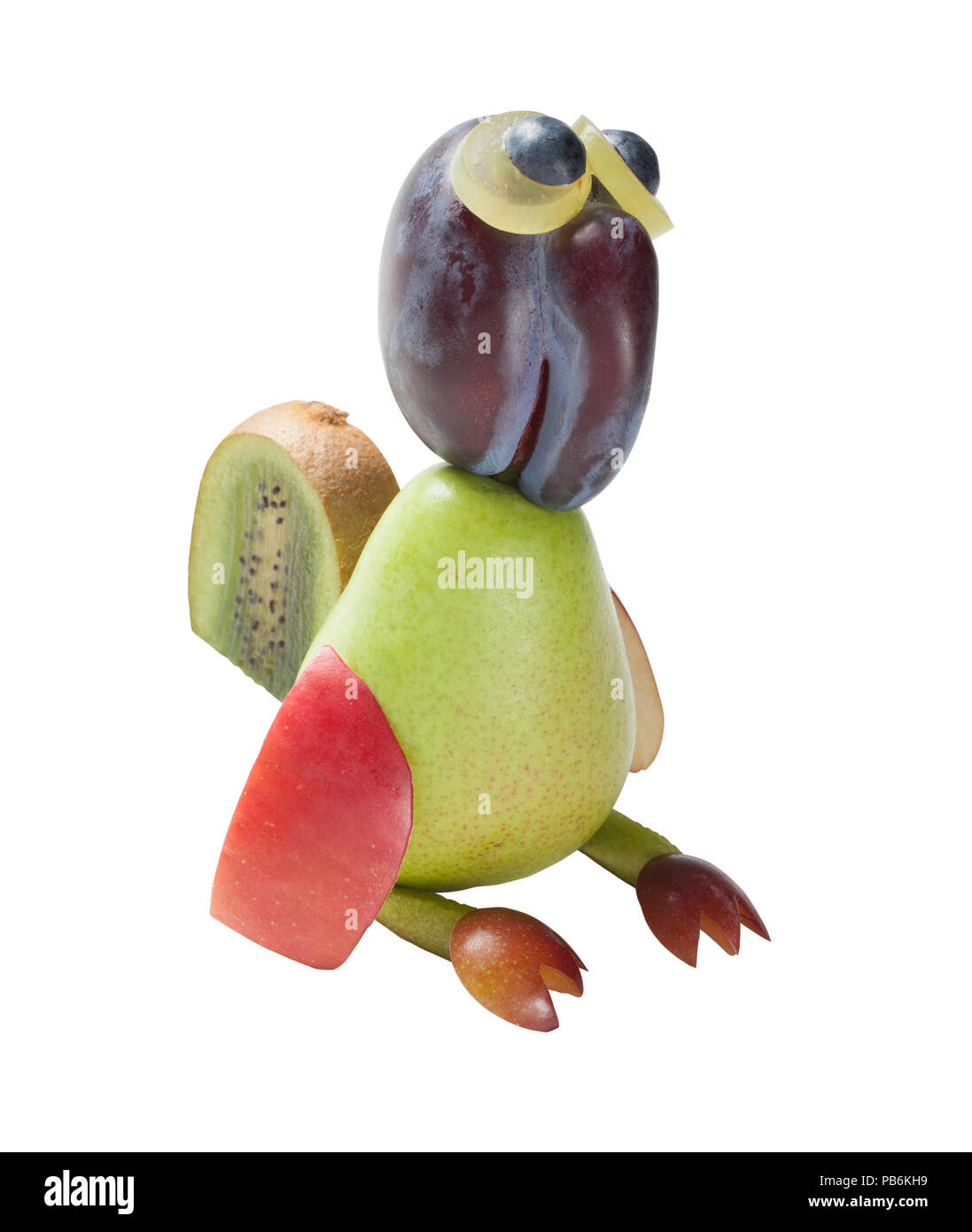 Funny parrot made with fresh fruits Stock Photo