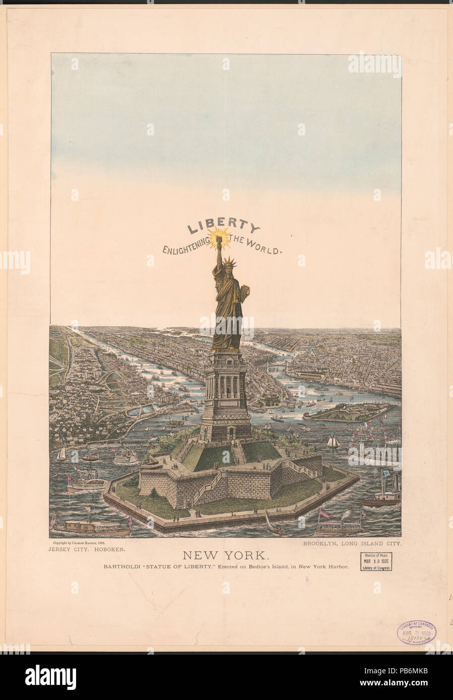 http://hdl.loc.gov/loc.pnp/pga.07419 1097 New York. Bartholdi &quot;Statue of Liberty,&quot; erected on Bedloe's Island, in New York Harbor LCCN2003671602 Stock Photo