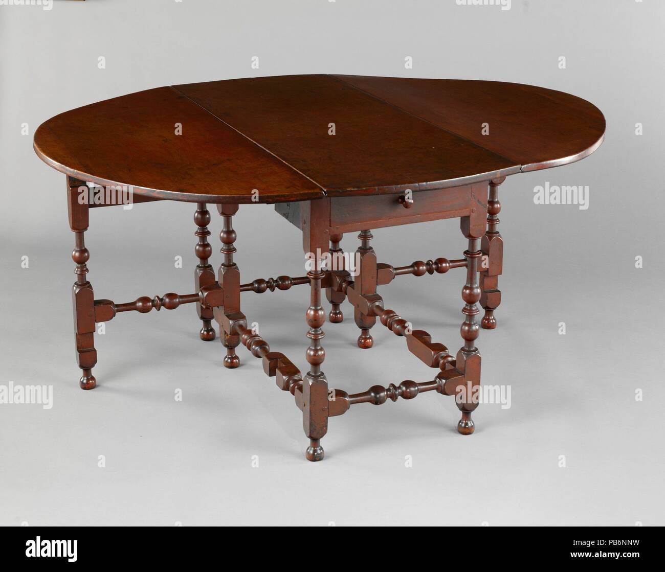 Oval table with falling leaves. Culture American. Dimensions 28