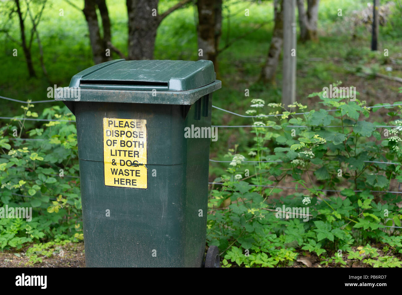 Waste disposal bin for litter and dog waste, Scotland,UK Stock Photo