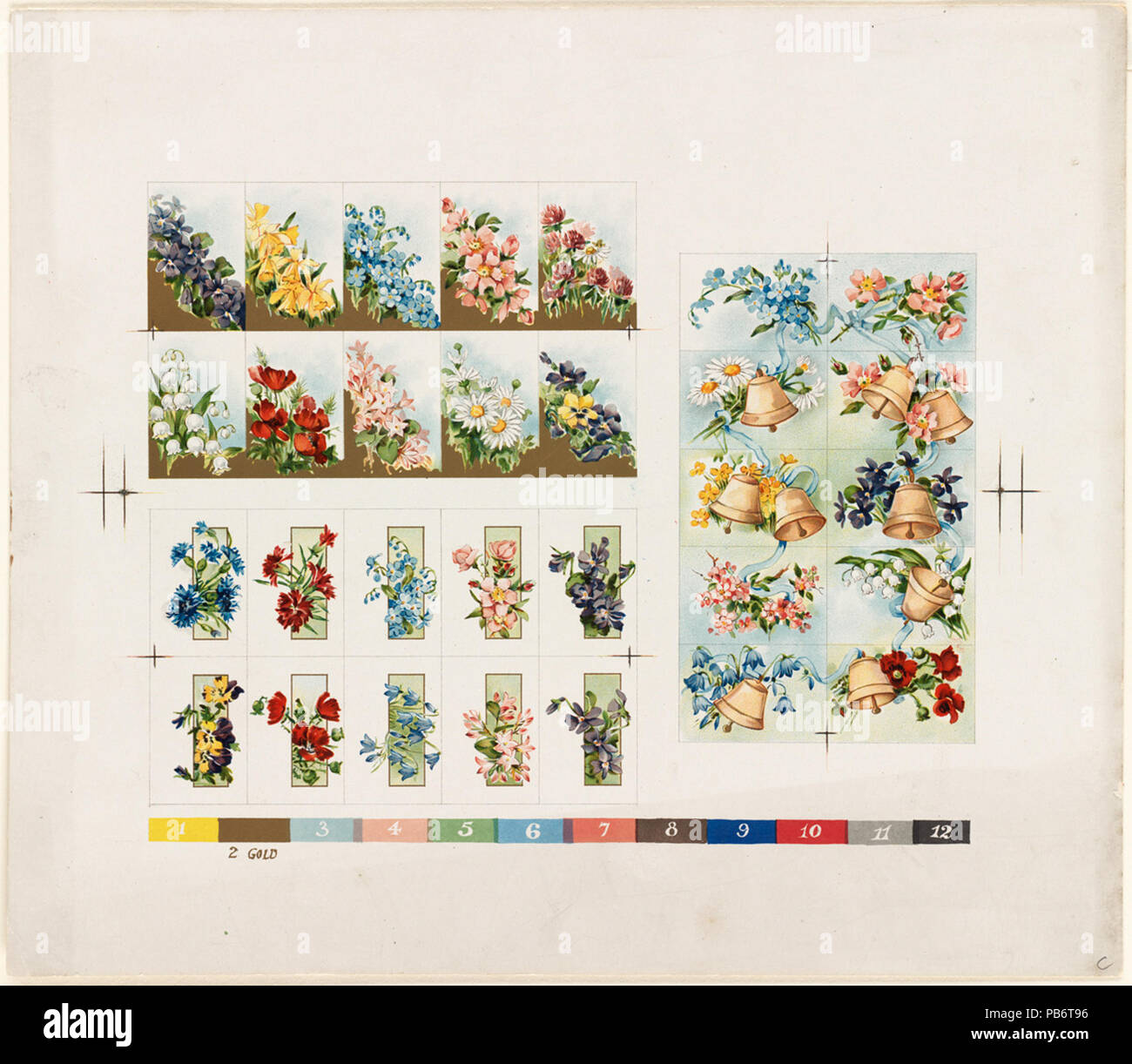1779 Twenty Floral Prints and Six Designs with Bellis (Boston Public Library) Stock Photo