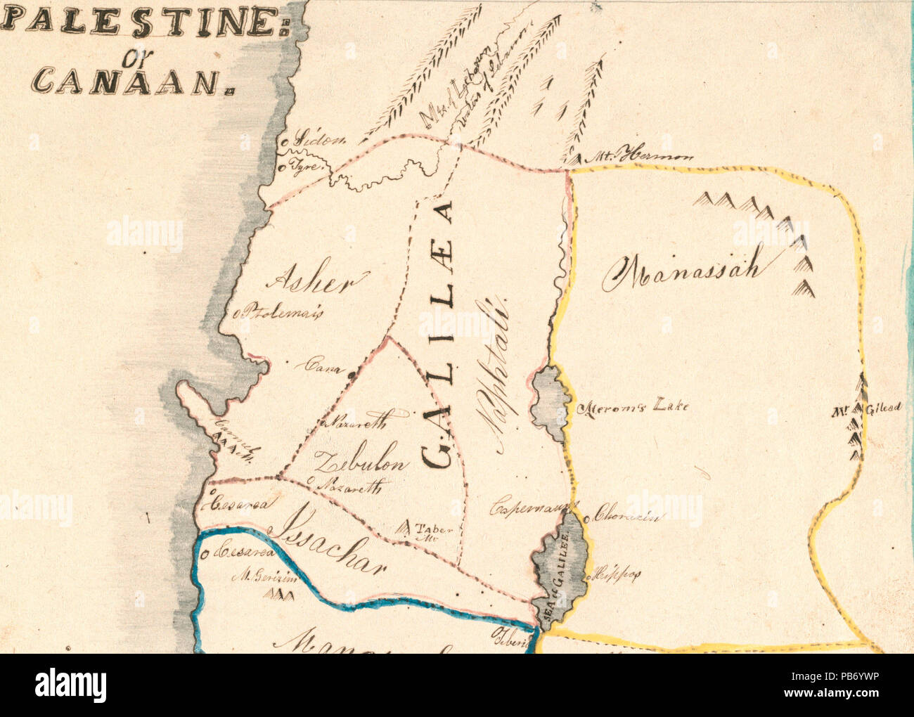 1186 Phebe Ellen Nichols. Map of Galilæa (Map of Canaan). 1853 Stock Photo