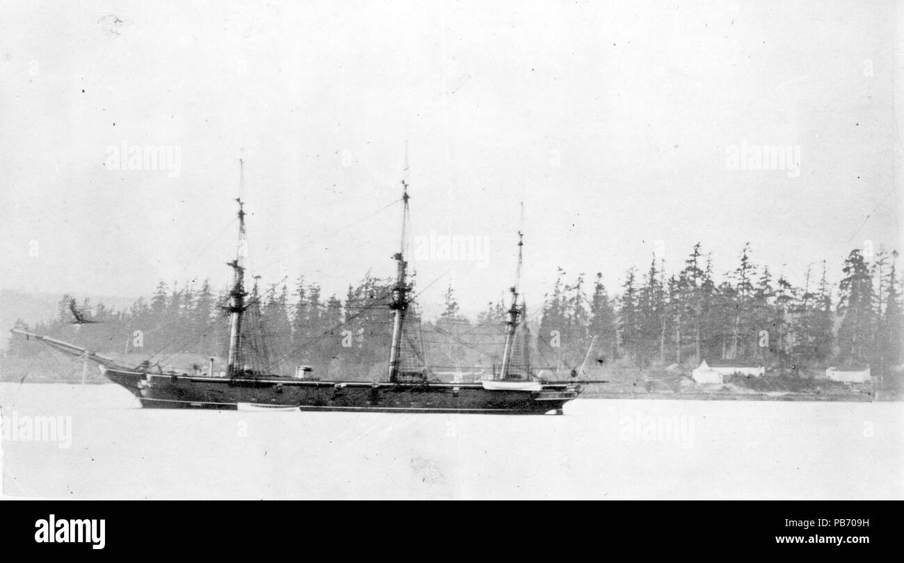 763 HMS Reindeer at Esquimalt 1868 Stock Photo