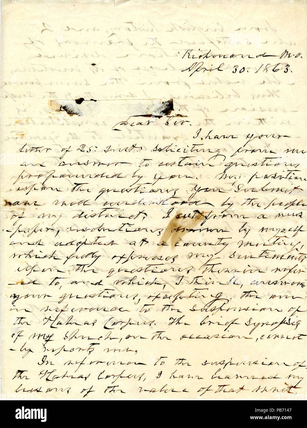 905 letter signed austin a king richmond mo to unknown