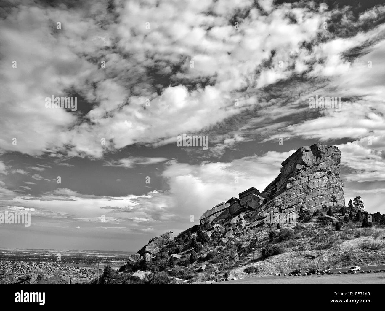 Red Rocks Colorado in Black and White Stock Photo