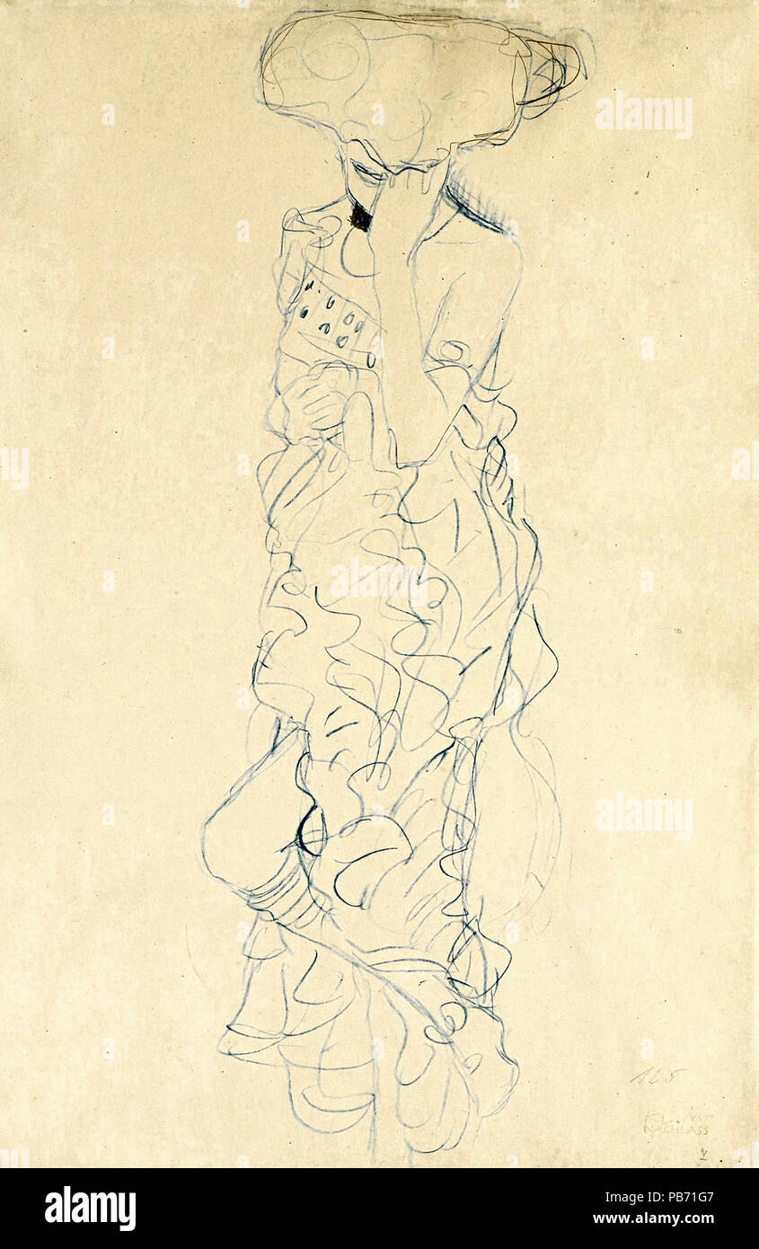 Klimt  Gustave - Stehender Halbakt Mit Verdecktem Gesicht Von Vorne Stock Photo