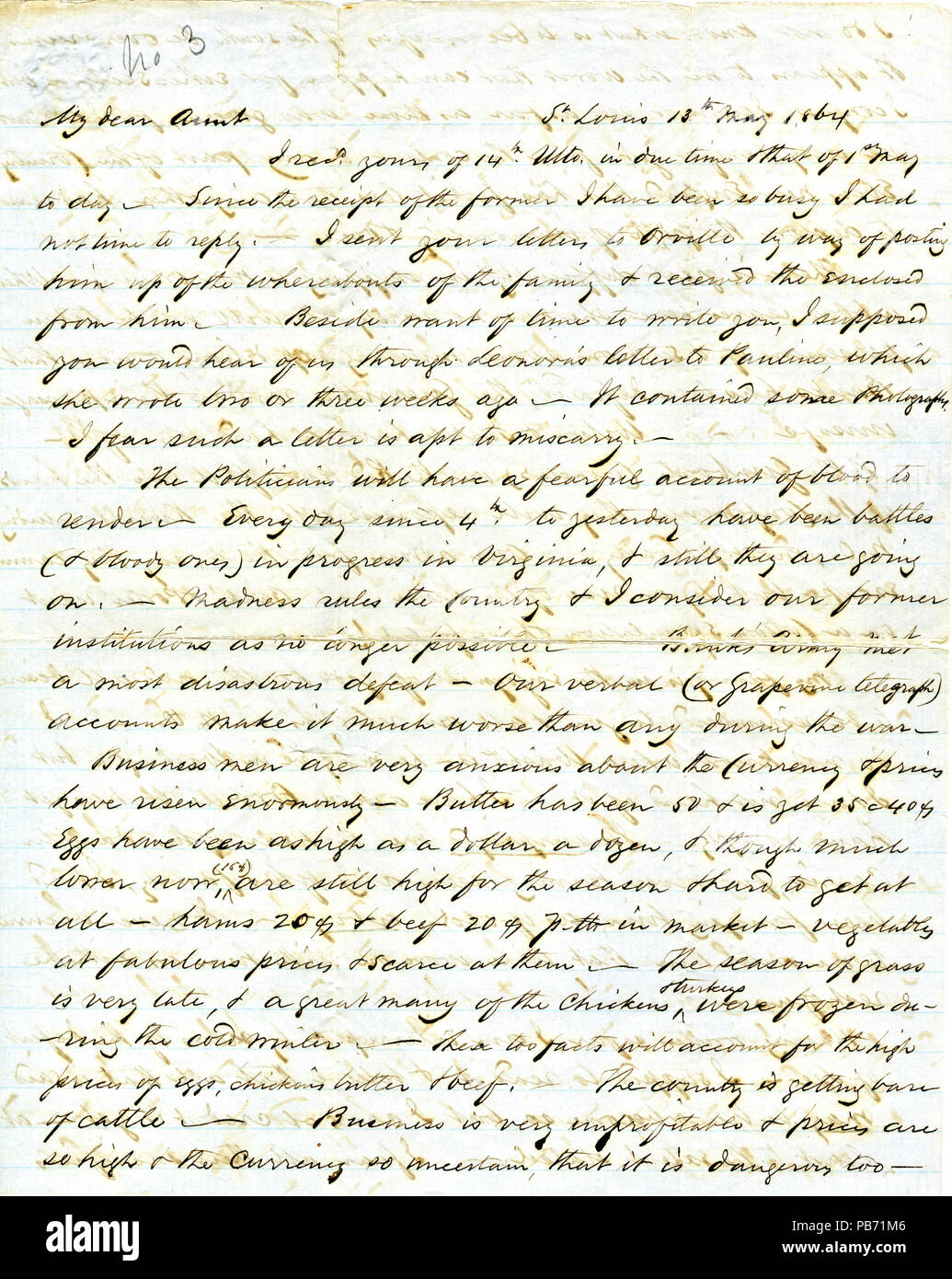 909 Letter signed John Matthews, St. Louis, to his aunt (Mary Jane ...