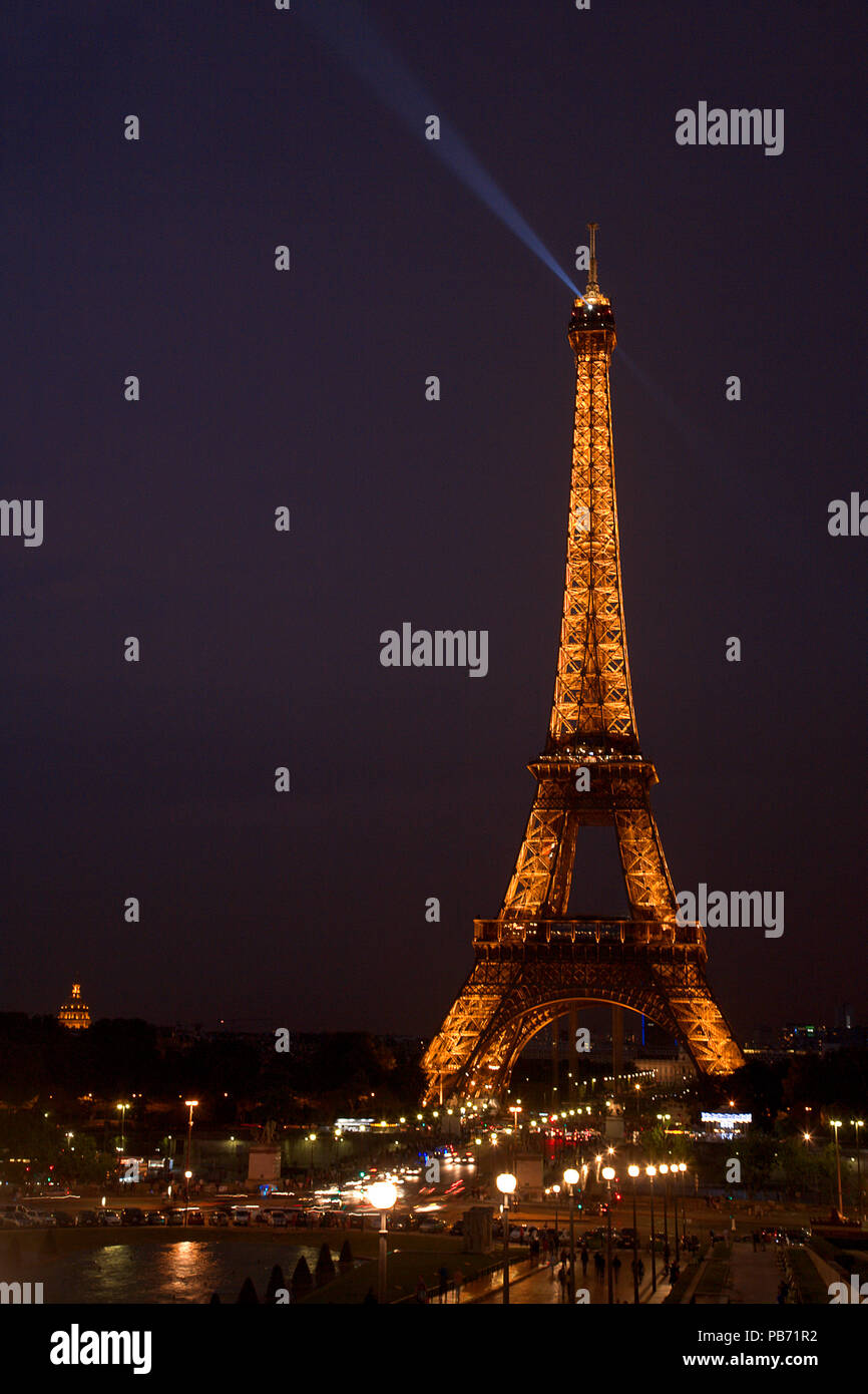 Eiffel Tower at night, Paris, France Stock Photo