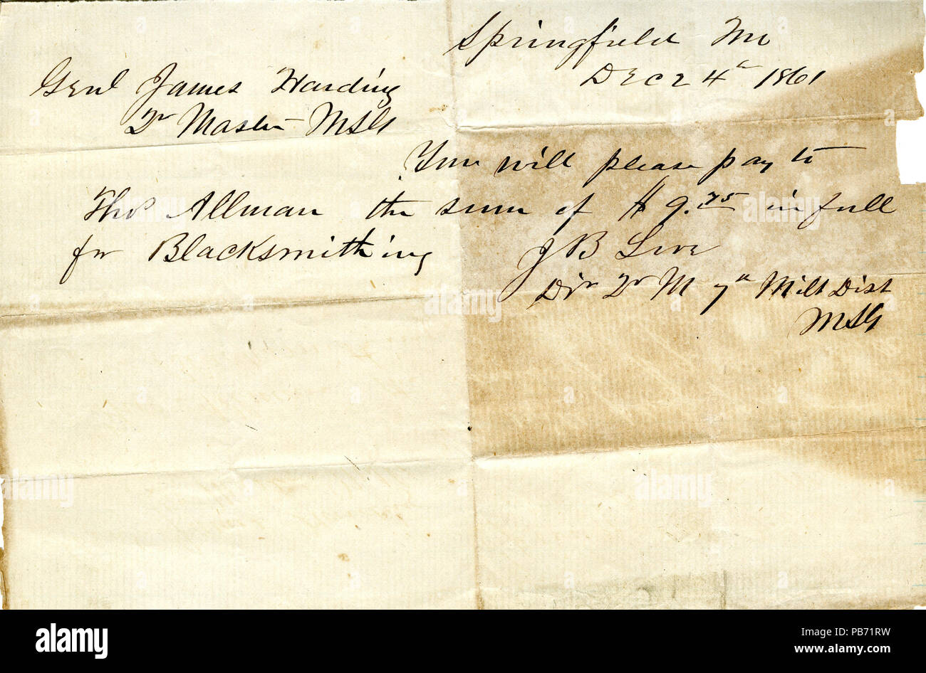 1254 Requisition for payment from J.B. Love, Springfield, Mo., to Genl ...