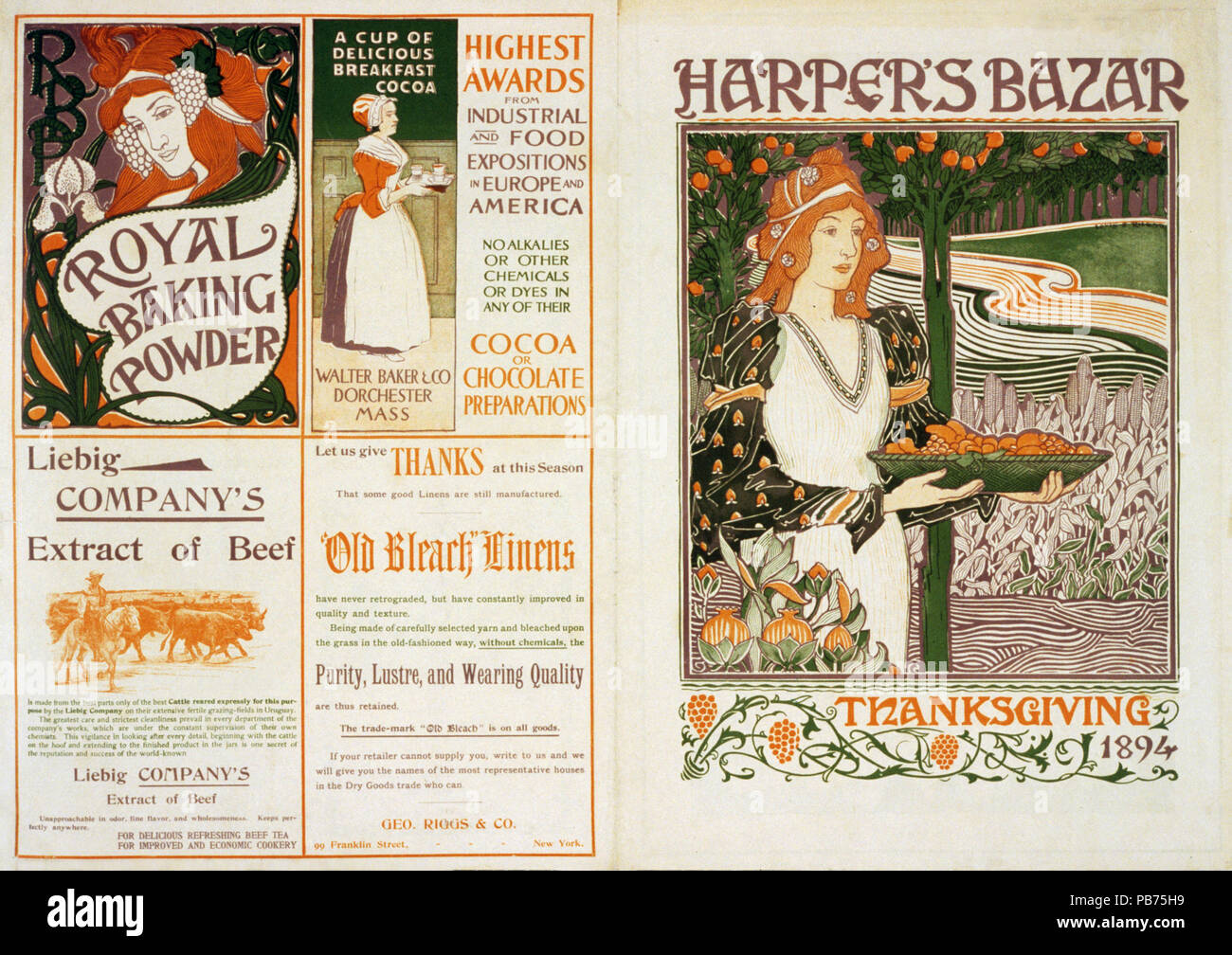743 Harper's Bazaar Thanksgiving front and back covers, 1894 Stock Photo