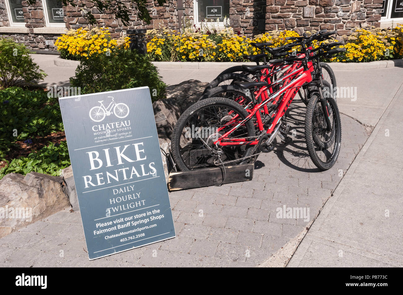 Bike rentals, Banff Springs Hotel, Banff, Banff National Park, Alberta, Canada Stock Photo