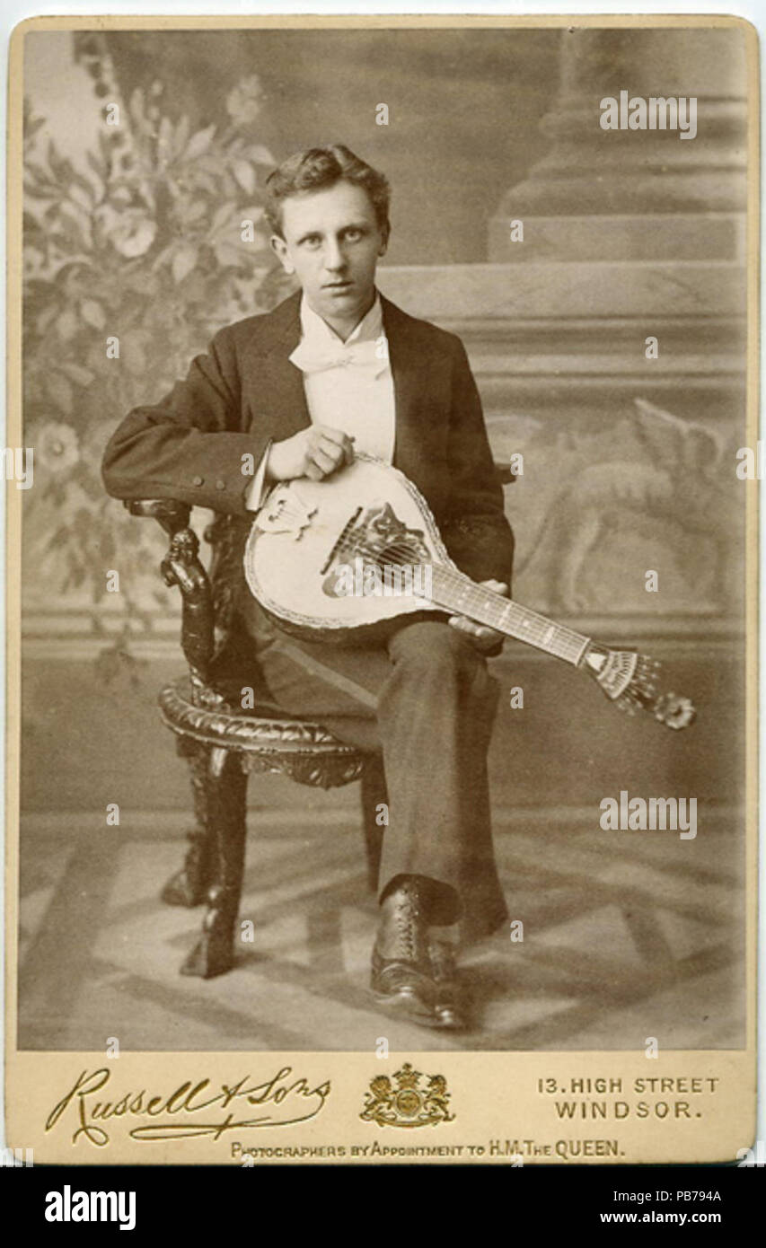English: Portrait of Herbert J. Ellis, English banjo player, mandolinist,  guitar player, author and composer.;Other information: Herbert J. Ellis  (the subject of the photo) died in 1903 and the photo shows