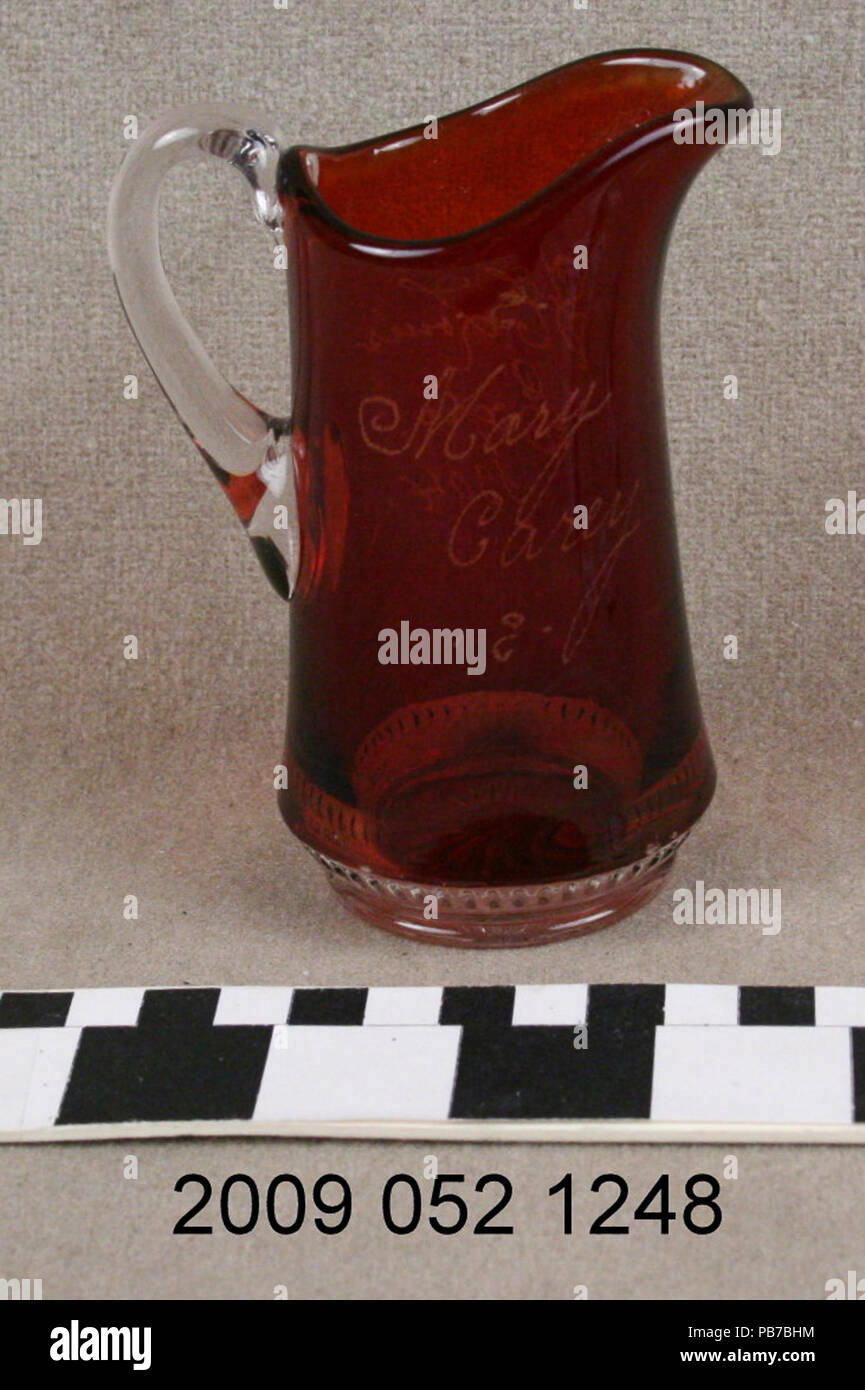 1275 Ruby Stained Creamer Personalized to Mary Carey Stock Photo