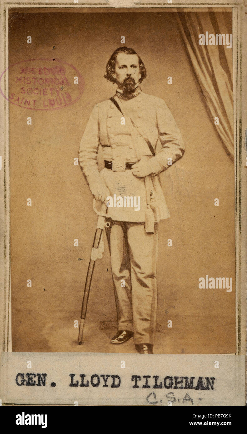 . English: Full-length portrait of a man in uniform. MHS stamp on image. 'GEN. LLOYD TILGHMAN [in type] C. S. A. [written]' (below image). 'Gen. Lloyd Tilghman' (written on reverse side). Title: Lloyd Tilghman, General (Confederate). between 1861 and 1865 929 Lloyd Tilghman, General (Confederate) Stock Photo