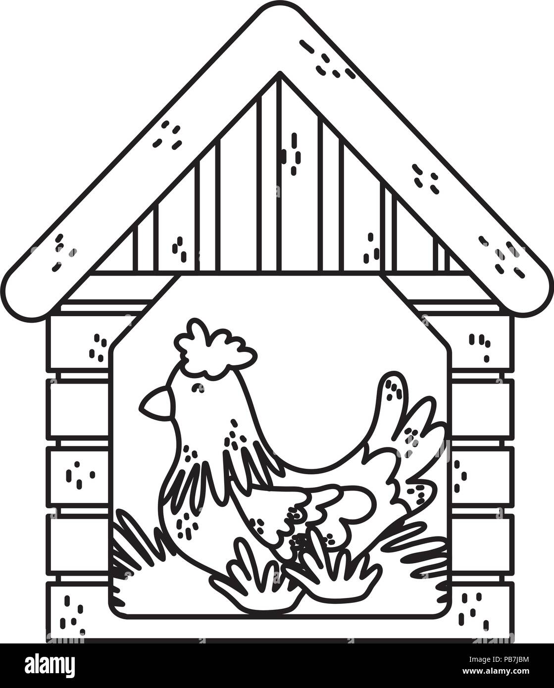 Chicken Coop Clipart Black And White