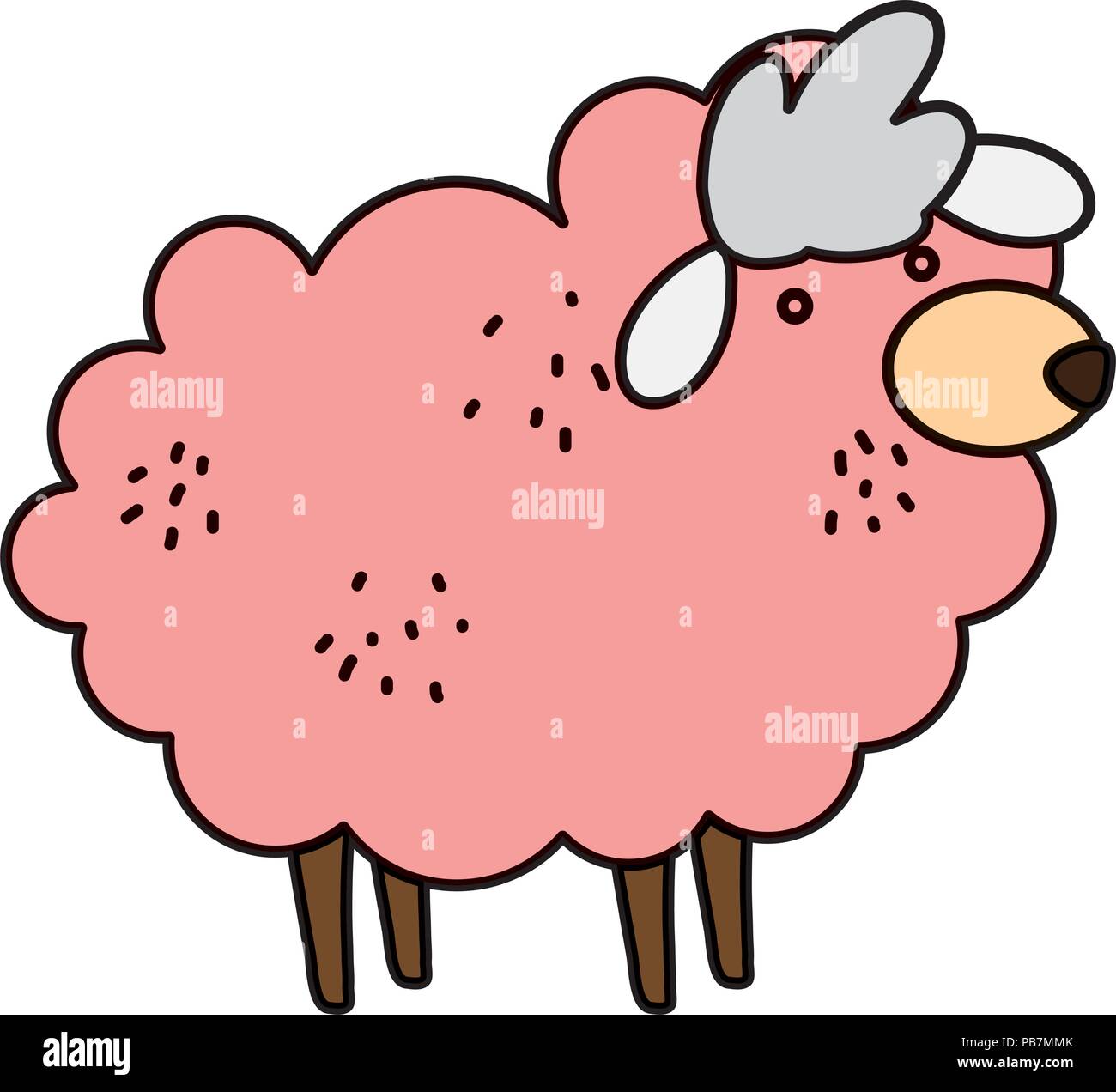 color cute sheep farm animal icon Stock Vector Image & Art - Alamy