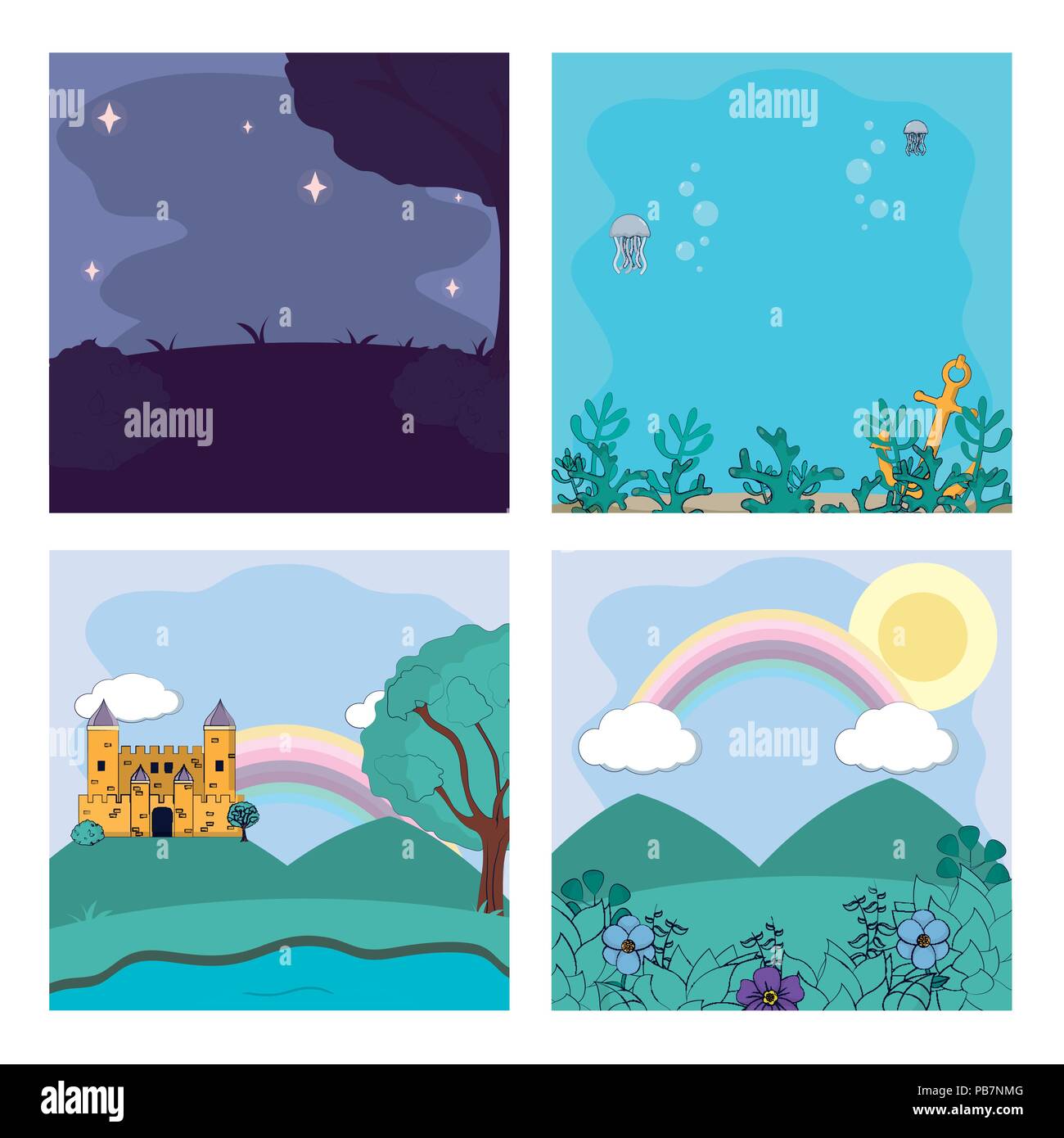 Set of magic scenery Stock Vector