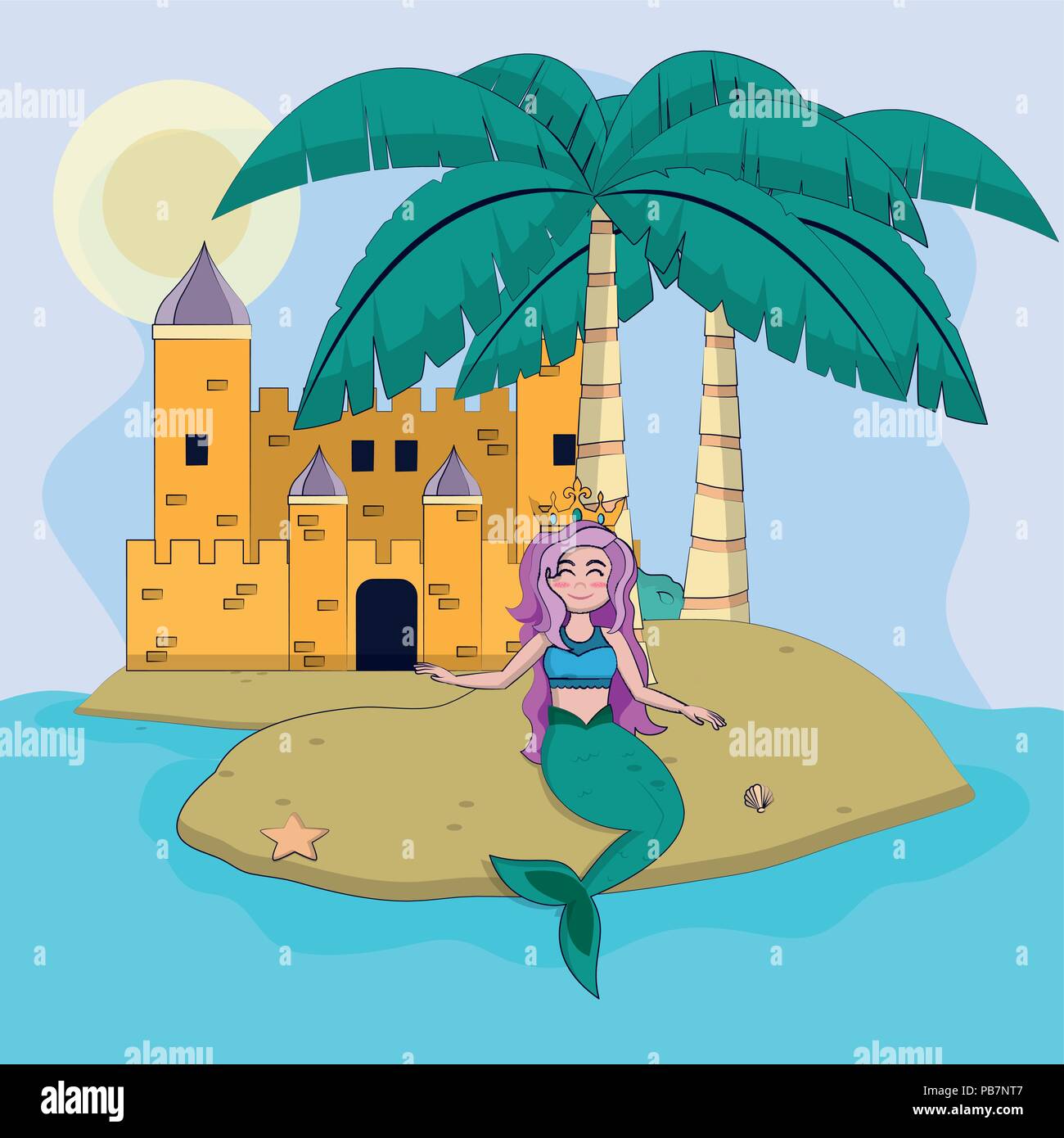 Beautiful and magic mermaid cartoon Stock Vector Image & Art - Alamy