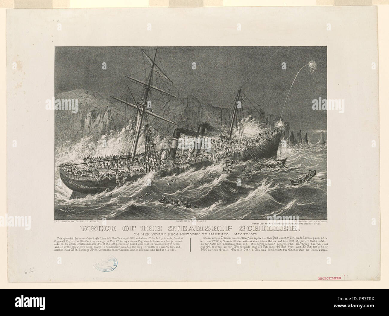 1872 Wreck of the steamship Schiller- on her voyage from New York to Hamburg, May 7th. 1875 LCCN2002698868 Stock Photo