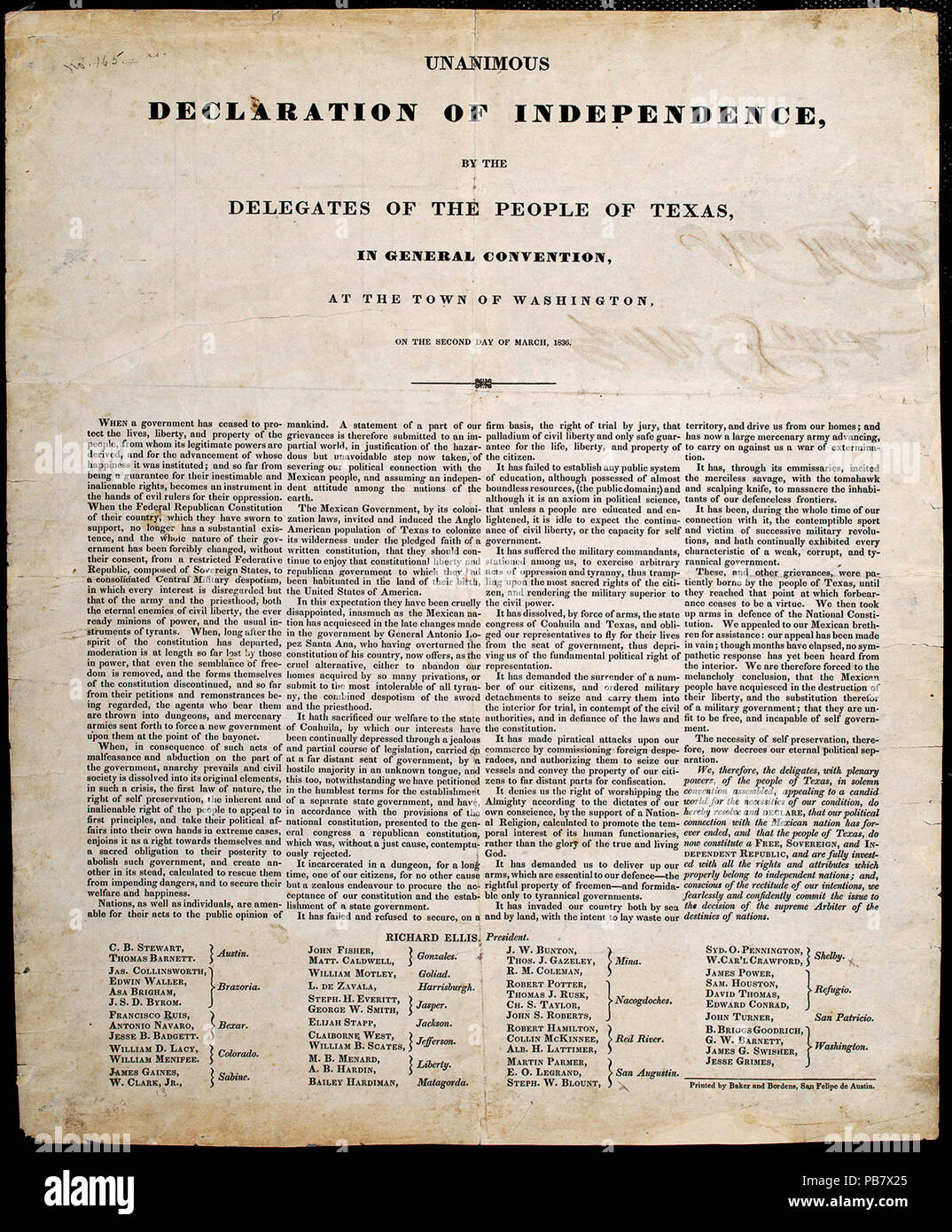 information about the texas declaration of independence