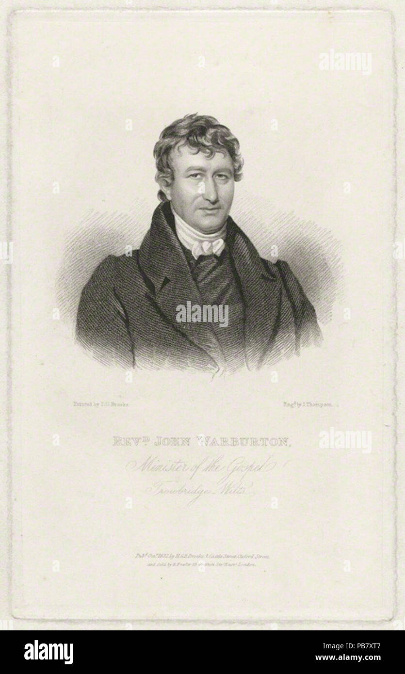 by John Thompson, published by  H.G.R. Brooks, sold by  E. Fowler, after  T.G. Brooks, stipple engraving, published October 1832 841 John Warburton engraving by John Thompson 1832 Stock Photo