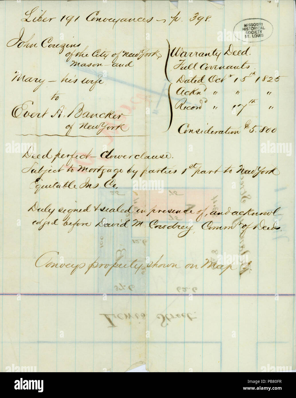 1832 Warranty deed, New York, October 15, 1825 Stock Photo Alamy