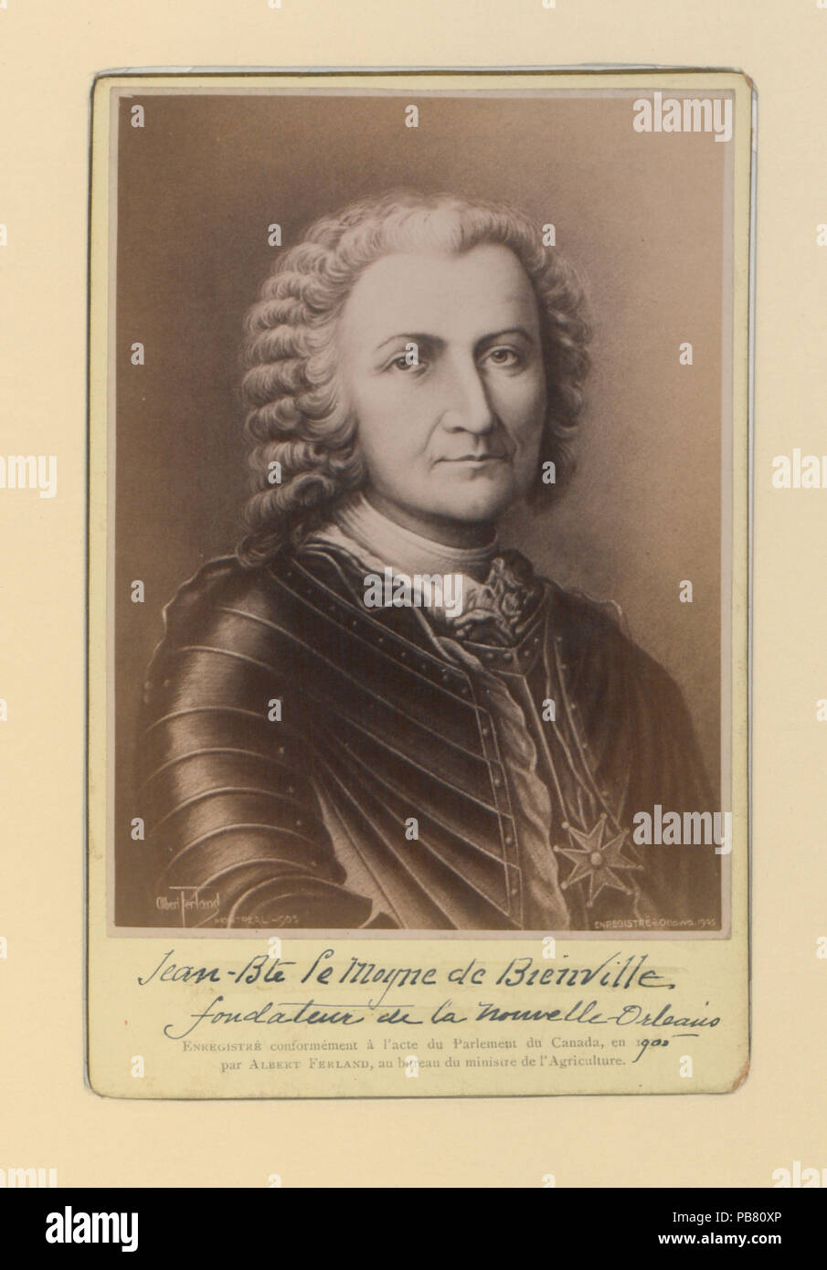 829 Jean-Bte le Moyne de Bienville Fondateur de la Nouvelle Orleans (HS85-10-16604) original Stock Photo