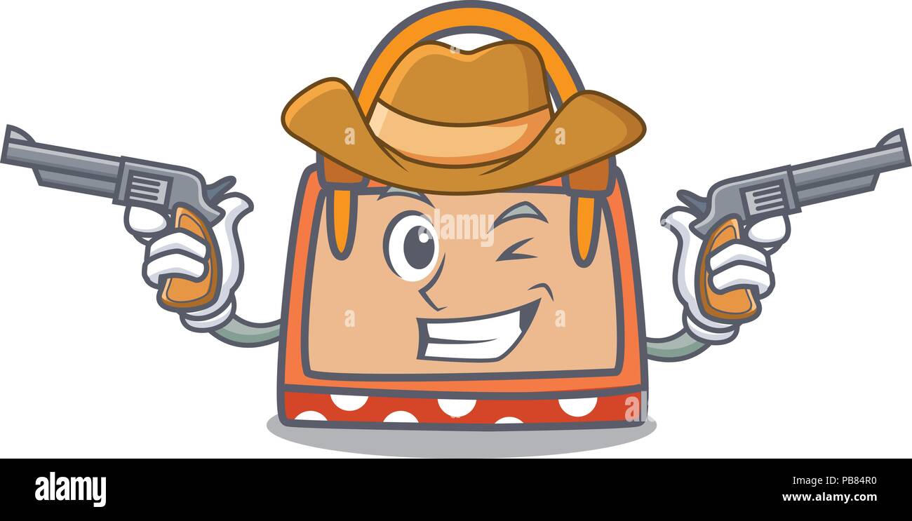 Cowboy hand bag character cartoon Stock Vector