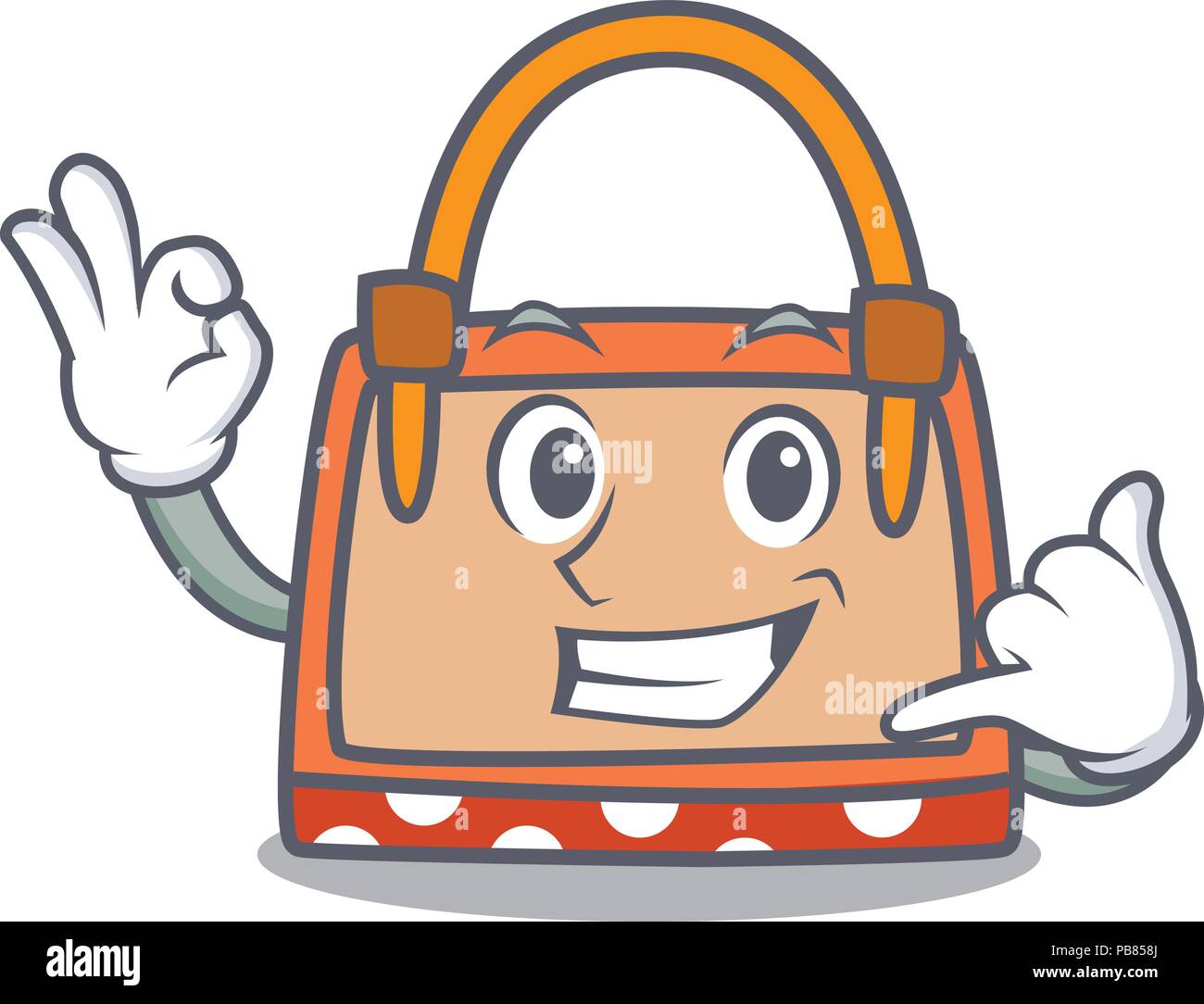 Call me hand bag mascot cartoon Stock Vector