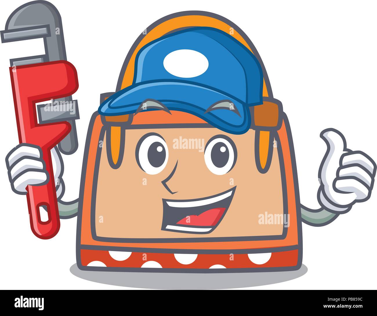 Plumber hand bag mascot cartoon Stock Vector