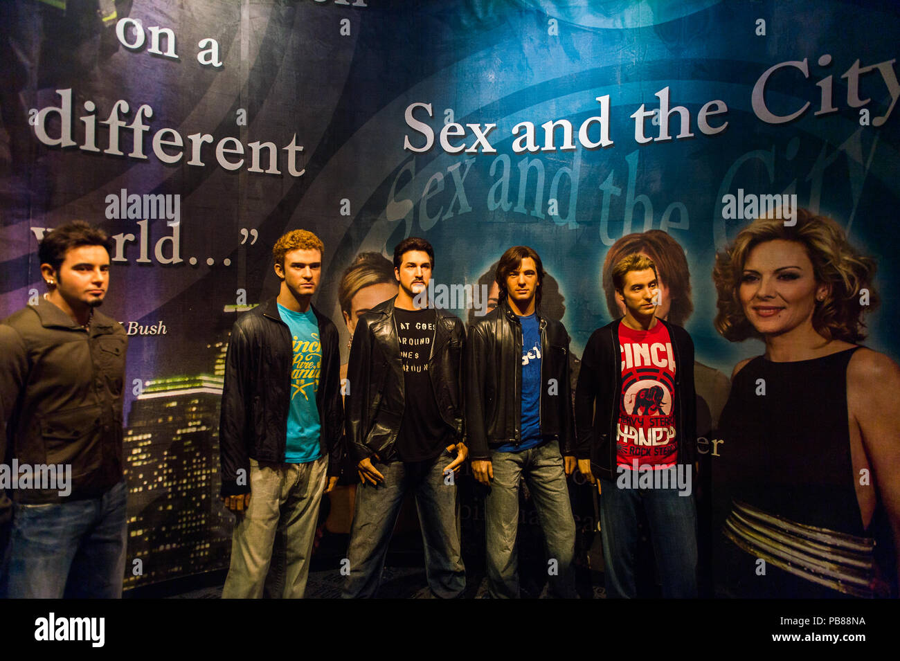 NEW YORK, USA SEP 22, 2015 Justin Timberlake and Nsync in Madame Tussaud wax museum, TImes