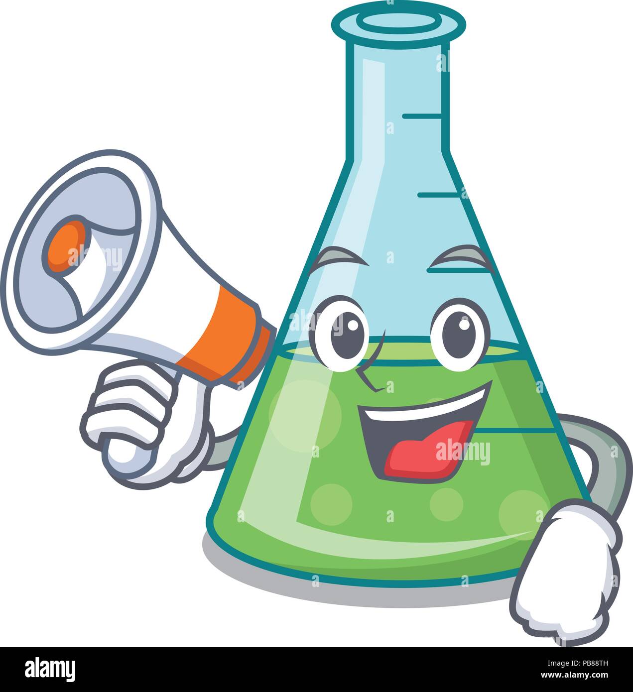 With megaphone science beaker character cartoon Stock Vector Image
